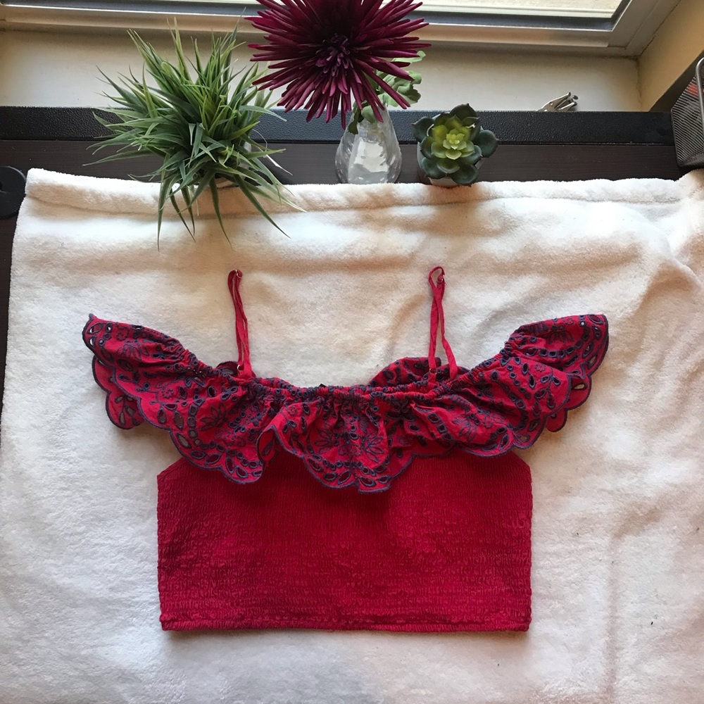 Off the shoulder rose cropped top